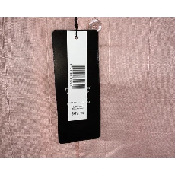 NWT Men's DELF Collection Big Tall 100% Linen Short Sleeve Camp Shirt Peach 5XL - Picture 4 of 5